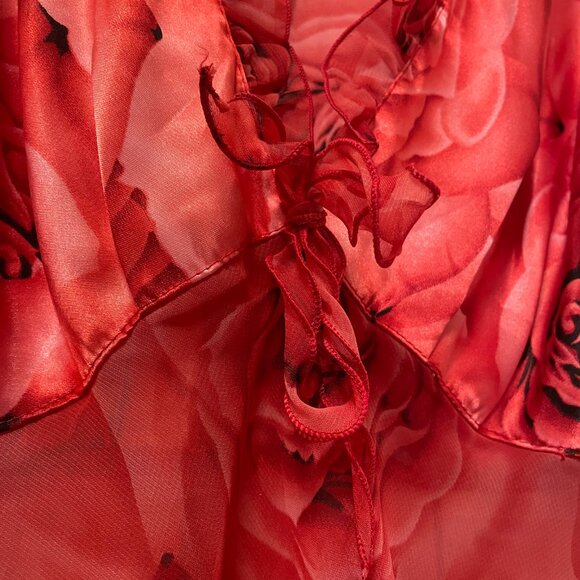 Vintage Red CoverUp Roses Dress - Picture 5 of 8